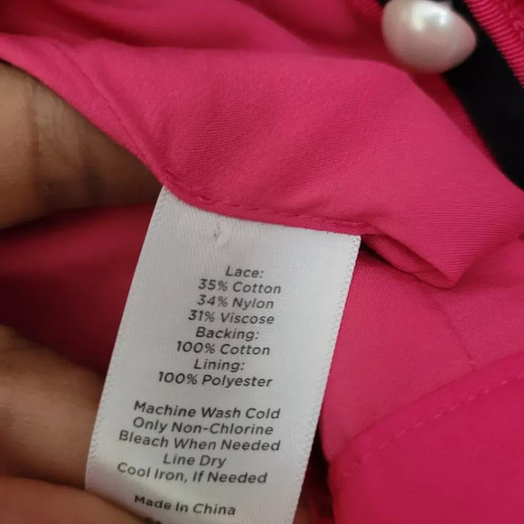 rsvp by TALBOTS Womens Suit Jacket Size 18WP Pink Floral Cotton Lace Pockets - Picture 4 of 9